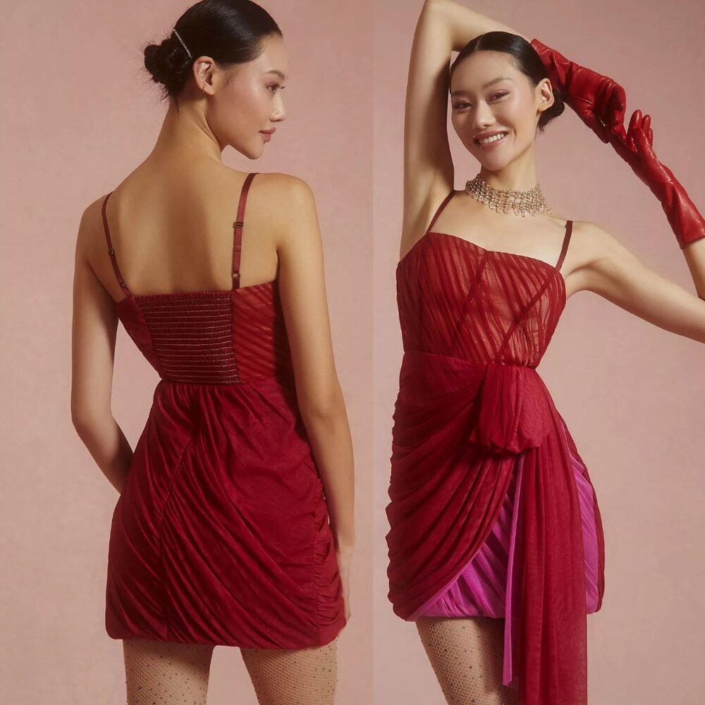 By Anthropologie Structured Tulle Dress - Rose - Size 6